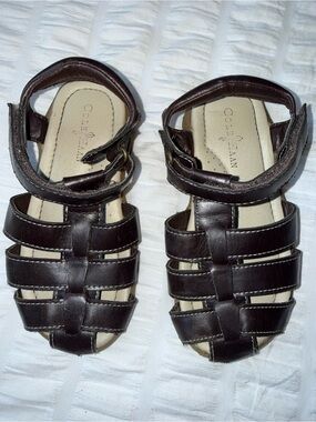 Cole Haan Kids Sandals Lil Cain Size 9 Dark Brown Leather !